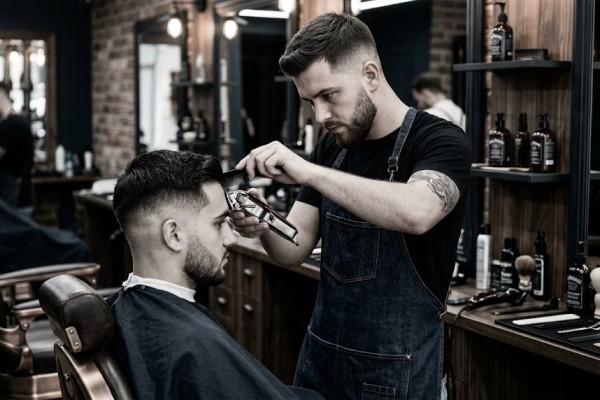 Geomeetria ja barberingu alused vene keeles. photo
