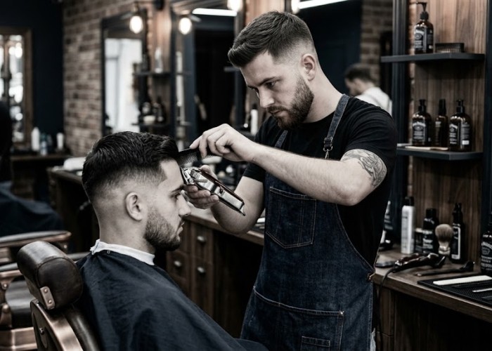 Geomeetria ja barberingu alused vene keeles. photo